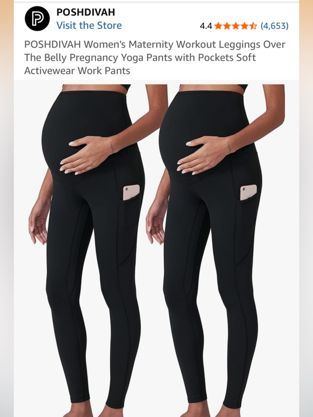 8-Pack of Poshdivah Maternity Over-the-Belly Workout Leggings - Black